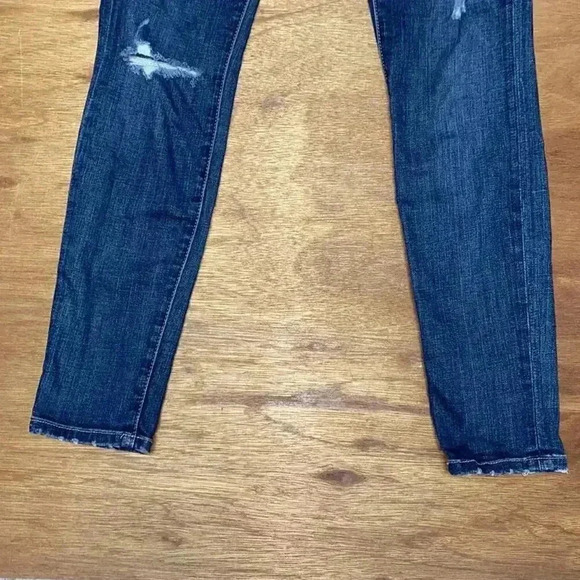 Current/Elliott The High Waist Ankle Skinny Indigo Dusk Destroy women's size 26 - Picture 4 of 10